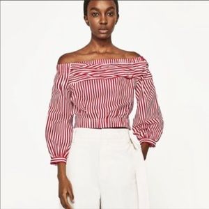 Zara off-shoulder stripped crop